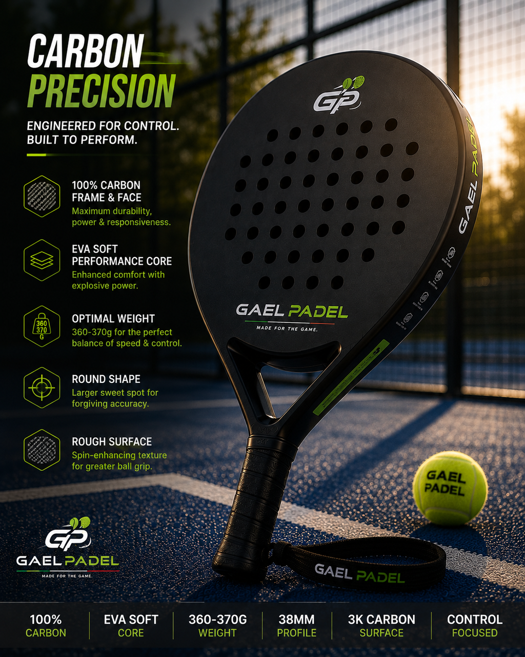 Gael Padel Carbon Pro – Performance Padel Racket