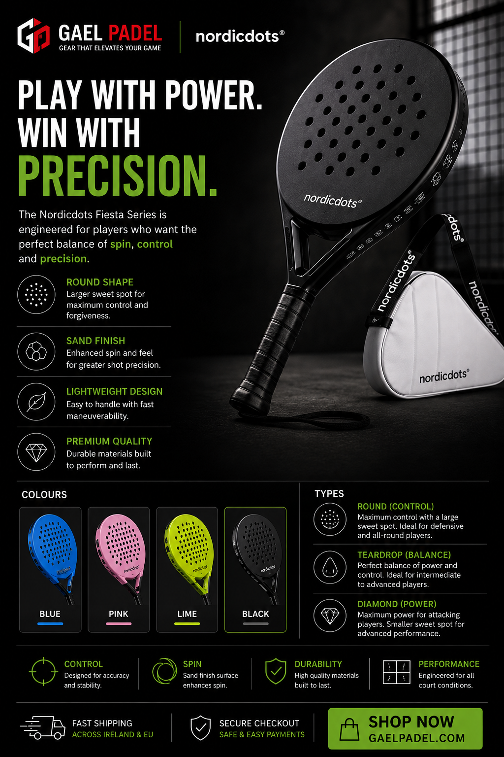 Nordicdots Fiesta Series – Matte Black 🎾