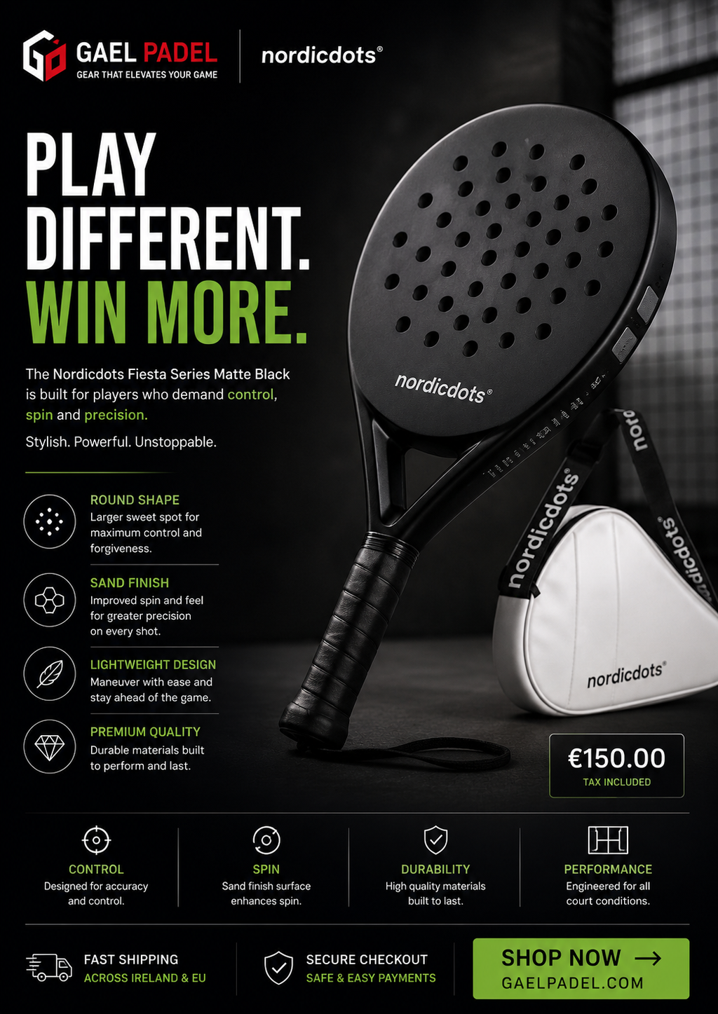 Nordicdots Fiesta Series – Matte Black 🎾